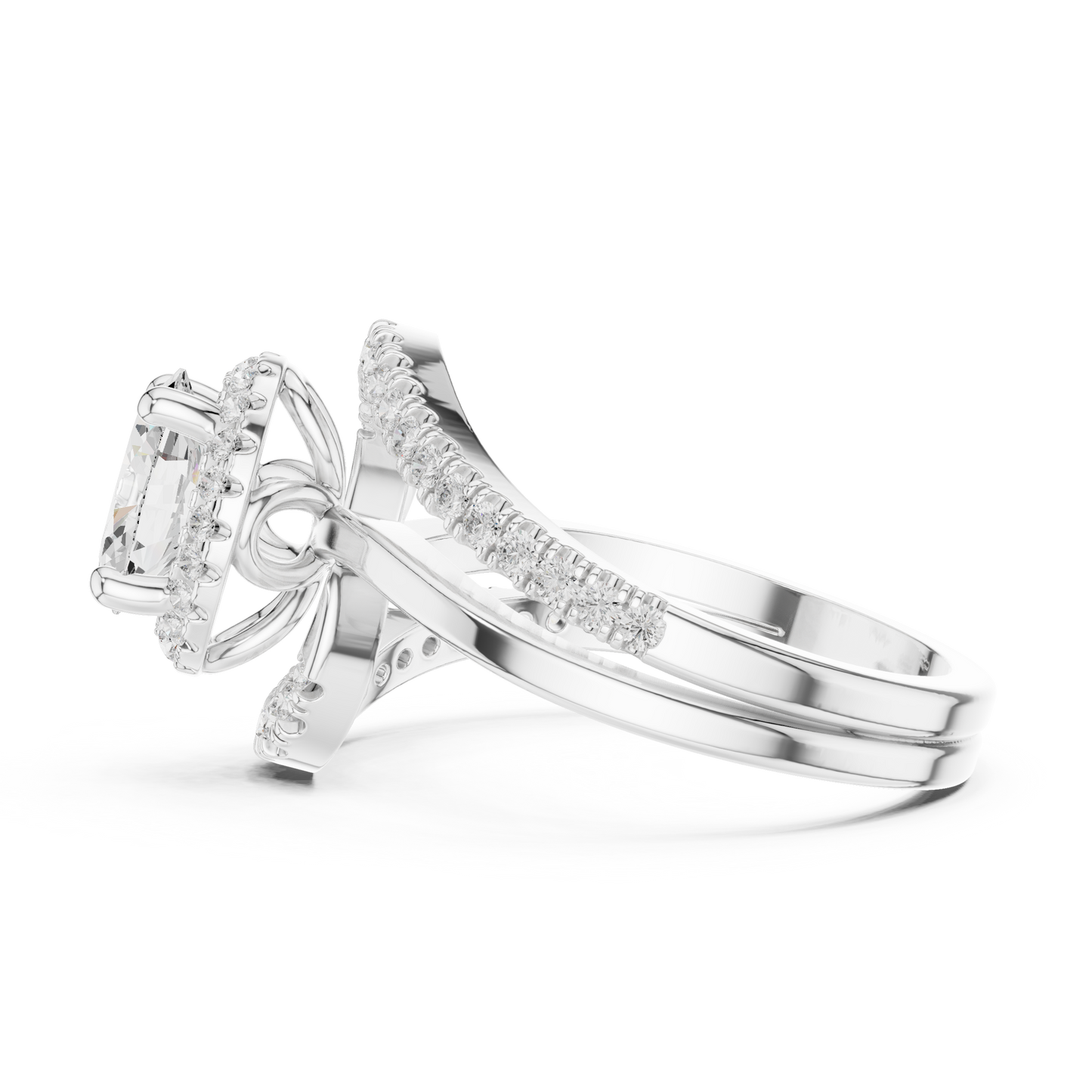 Oval Round Cut Lab Grown Diamond Ring in White Gold
