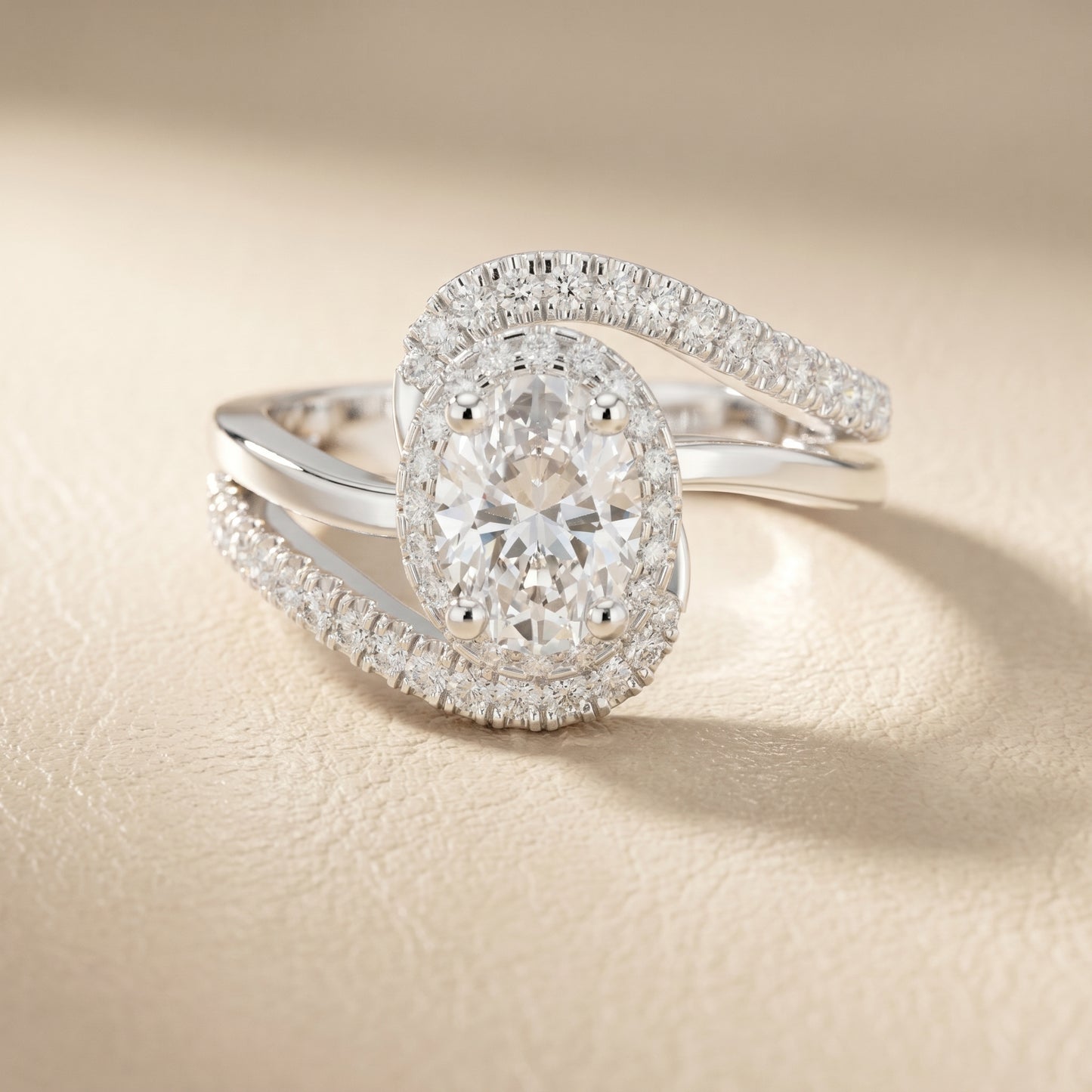 Oval Round Cut Lab Grown Diamond Ring in Platinum