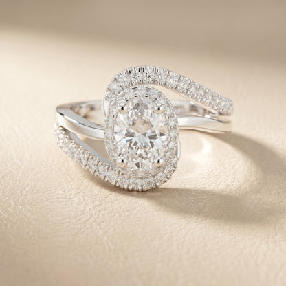 Oval Round Cut Lab Grown Diamond Ring in Platinum