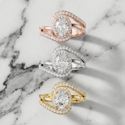 Oval Round Cut Lab Grown Diamond Ring in Yellow Gold