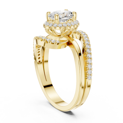 Oval Round Cut Lab Grown Diamond Ring in Yellow Gold