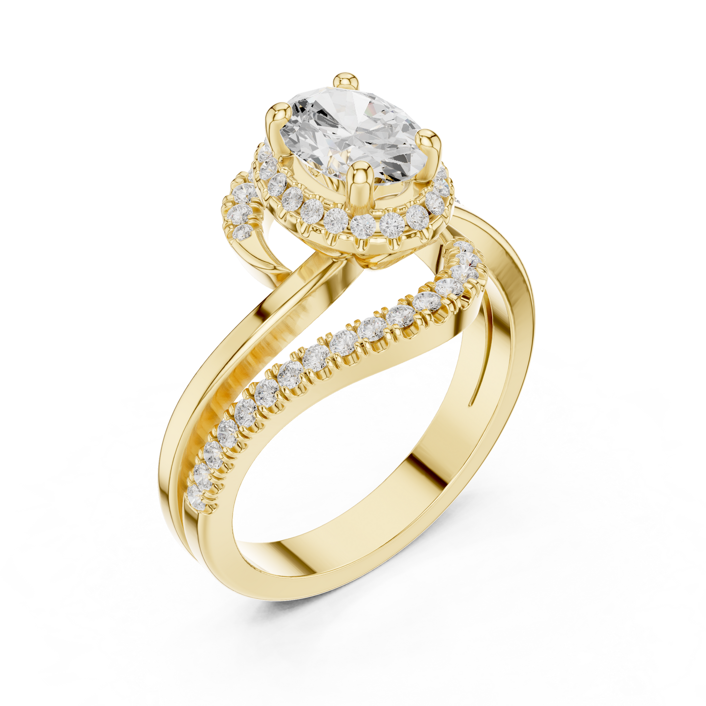 Oval Round Cut Lab Grown Diamond Ring in Yellow Gold