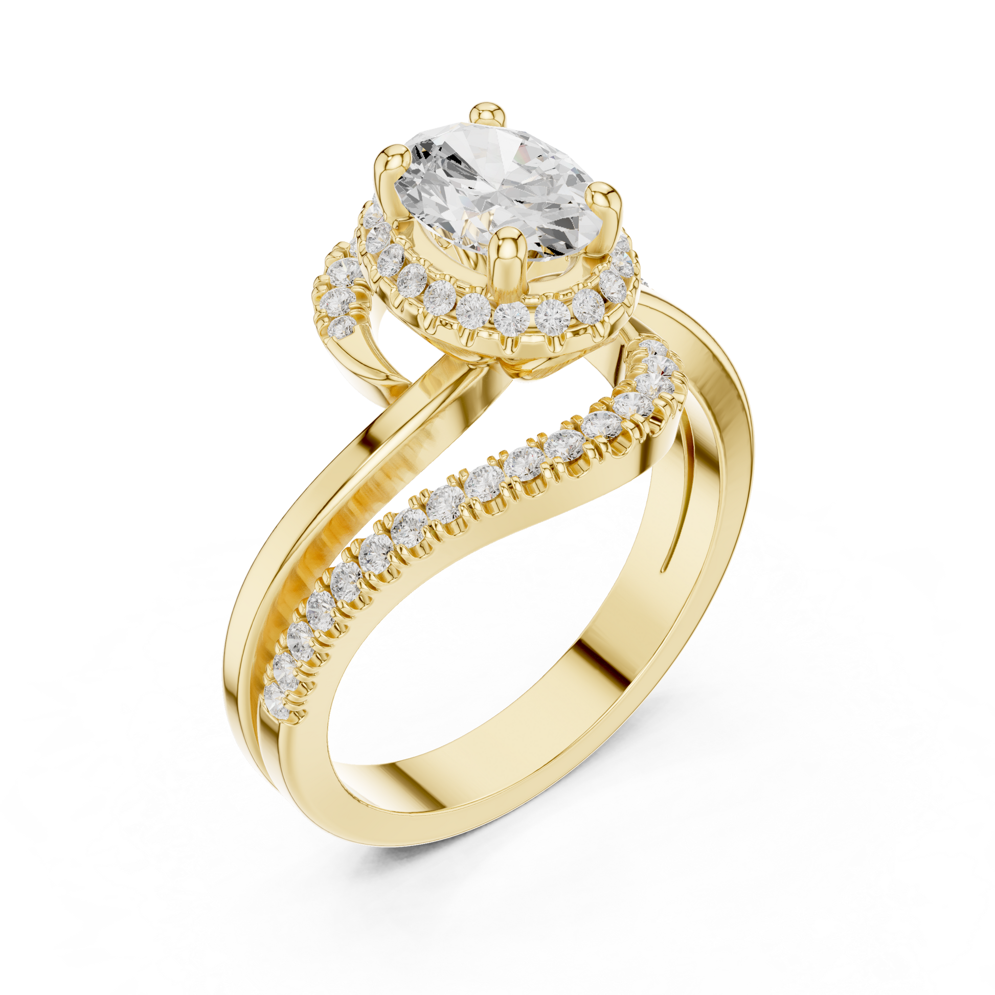 Oval Round Cut Lab Grown Diamond Ring in Yellow Gold