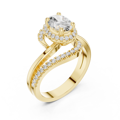 Oval Round Cut Lab Grown Diamond Ring in Yellow Gold