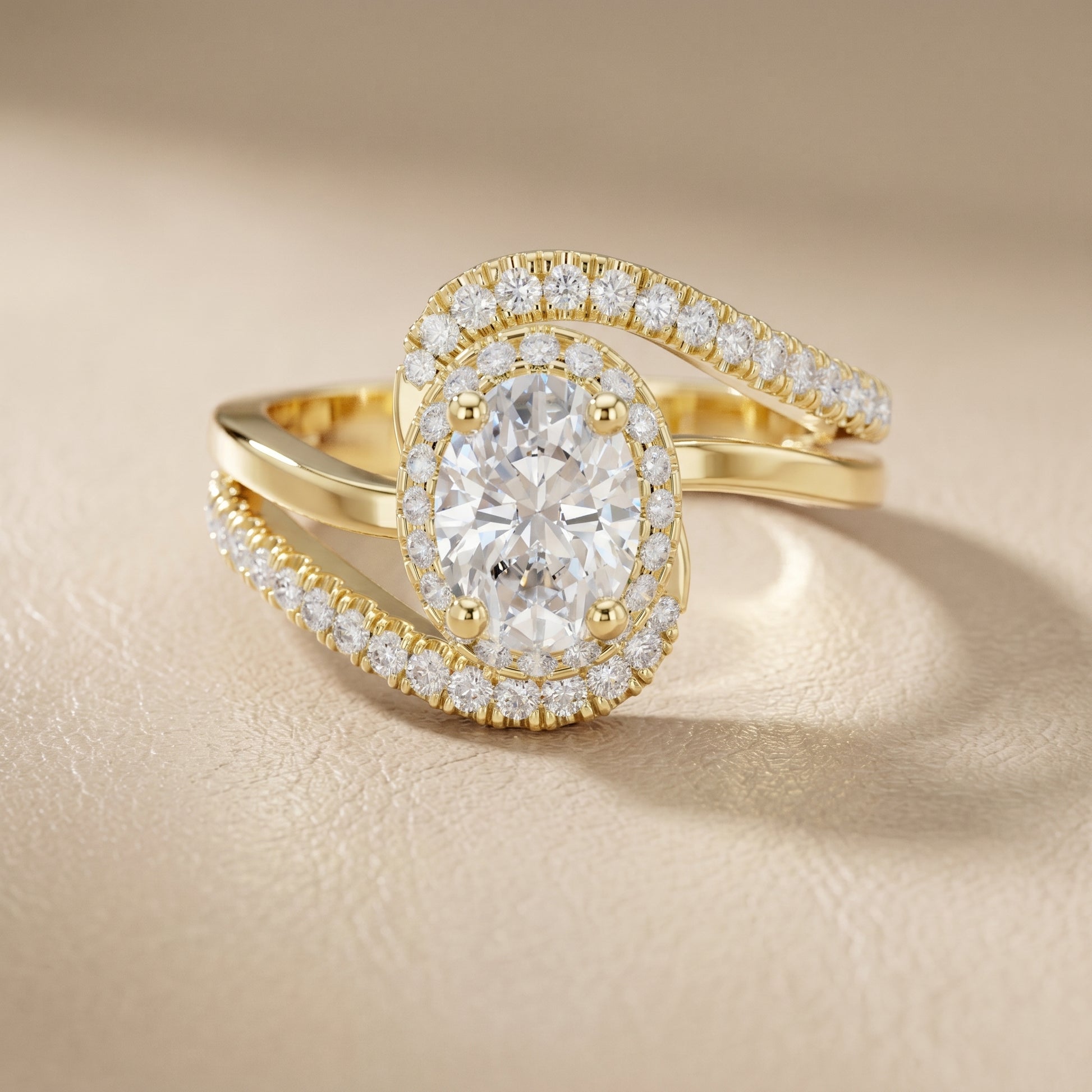 Oval Round Cut Lab Grown Diamond Ring in Yellow Gold