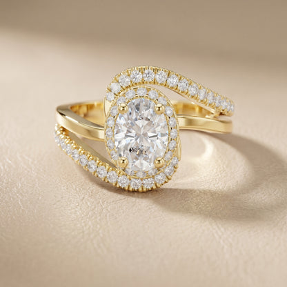 Oval Round Cut Lab Grown Diamond Ring in Yellow Gold
