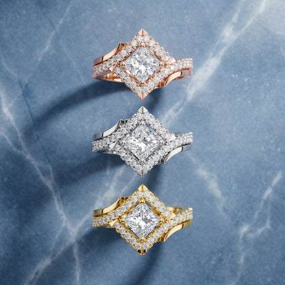Princess Round Cut Lab Grown Diamond Ring in Rose Gold