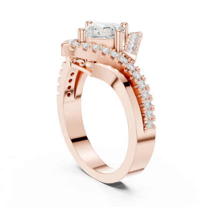 Princess Round Cut Lab Grown Diamond Ring in Rose Gold