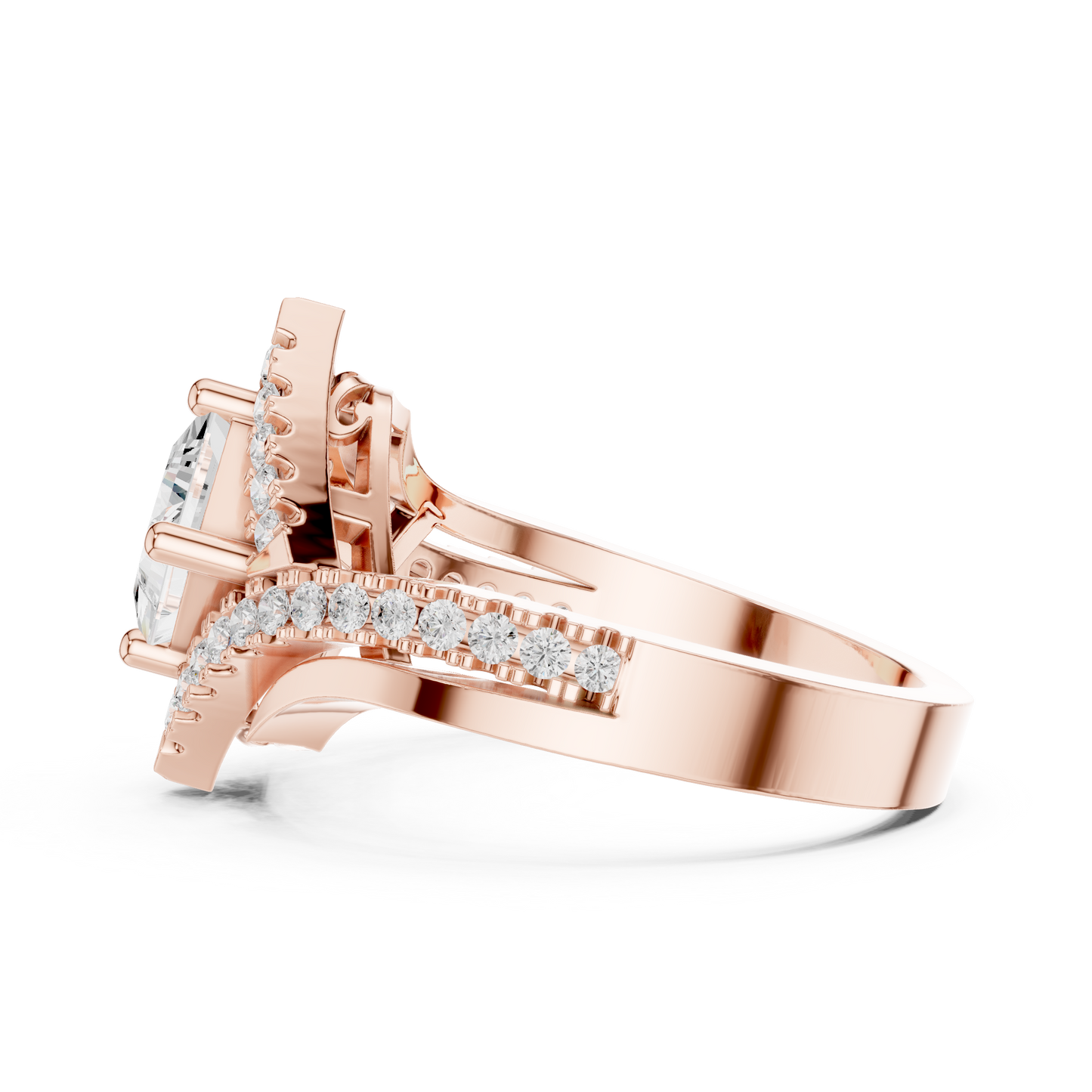 Princess Round Cut Lab Grown Diamond Ring in Rose Gold
