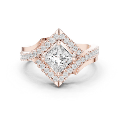 Princess Round Cut Lab Grown Diamond Ring in Rose Gold