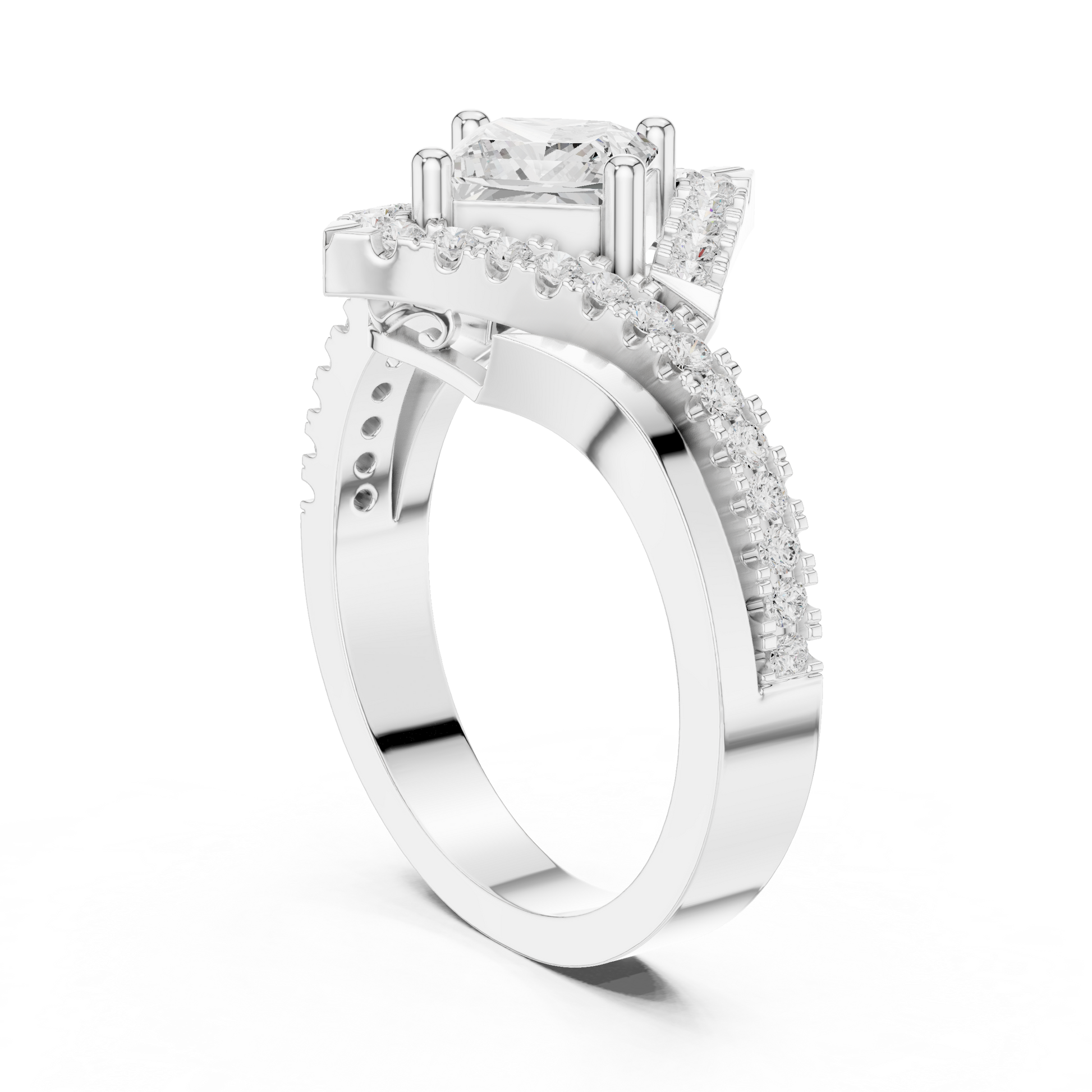 Princess Round Cut Lab Grown Diamond Ring in Platinum