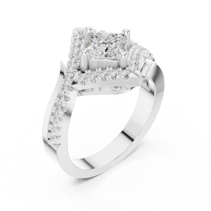 Princess Round Cut Lab Grown Diamond Ring in Platinum