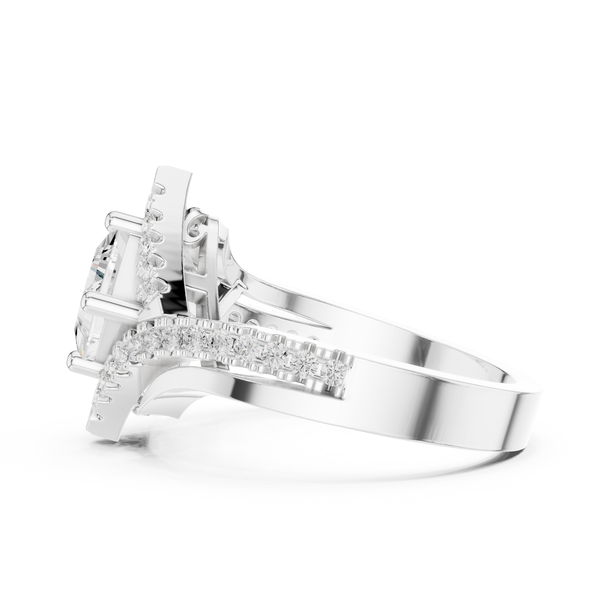 Princess Round Cut Lab Grown Diamond Ring in White Gold