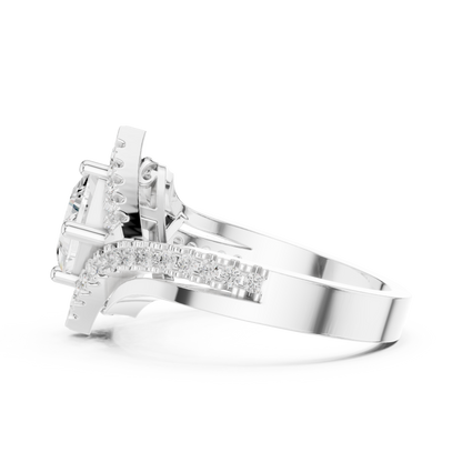 Princess Round Cut Lab Grown Diamond Ring in White Gold