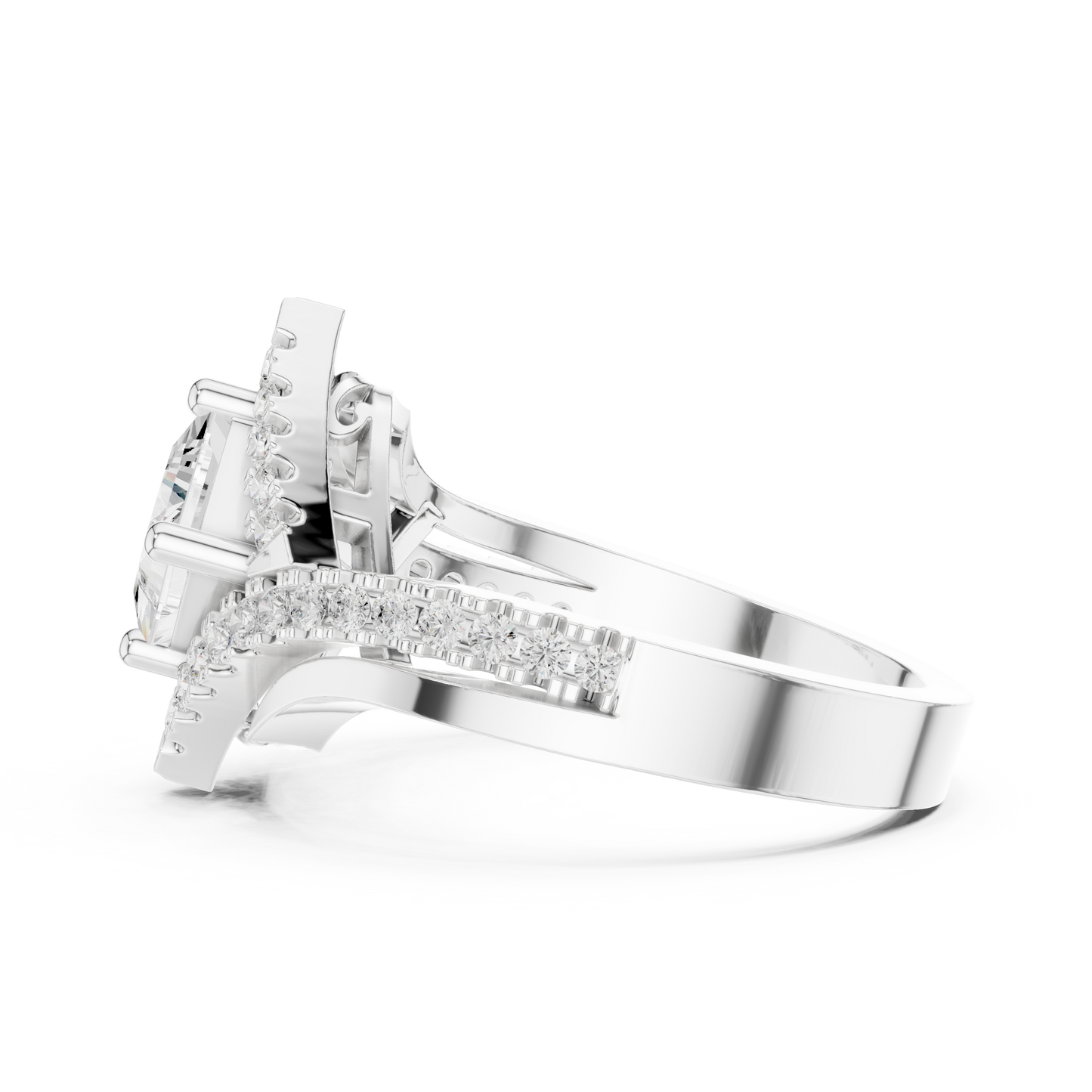 Princess Round Cut Lab Grown Diamond Ring in Platinum