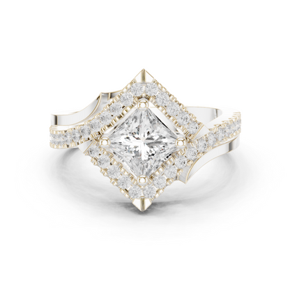 Princess Round Cut Lab Grown Diamond Ring in White Gold