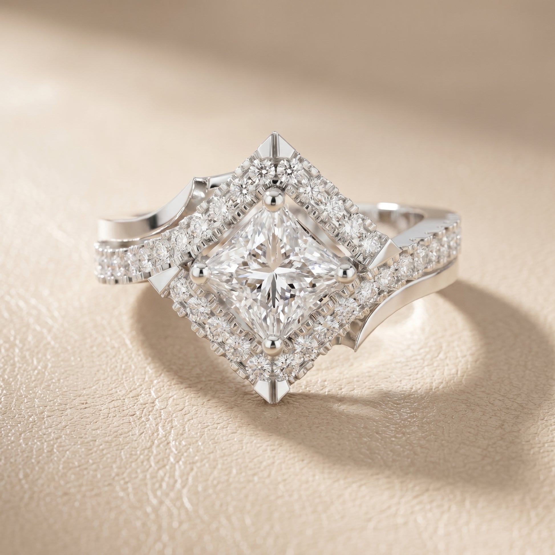 Princess Round Cut Lab Grown Diamond Ring in Platinum
