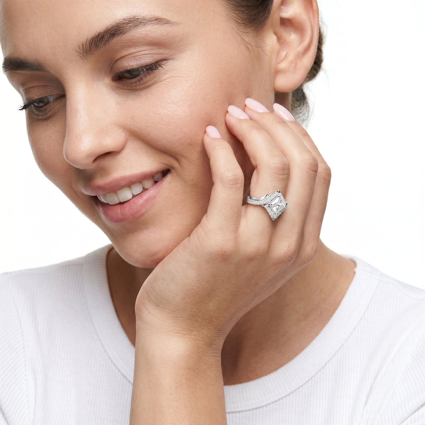 Princess Round Cut Lab Grown Diamond Ring in Platinum