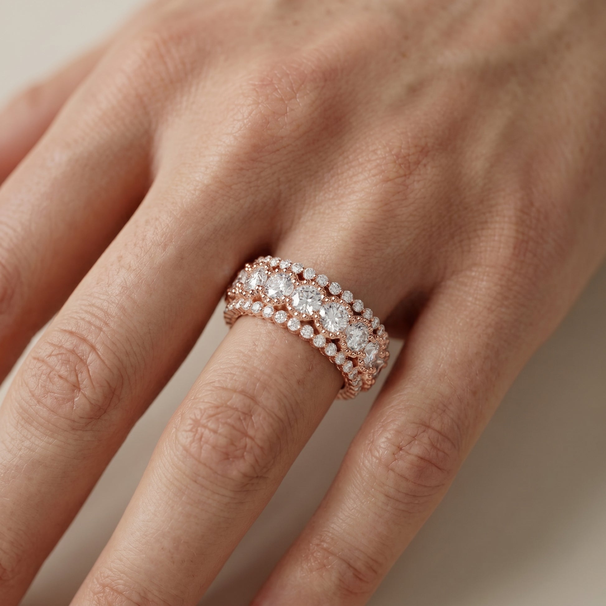 Round Cut Lab Grown Diamond Ring in Rose Gold