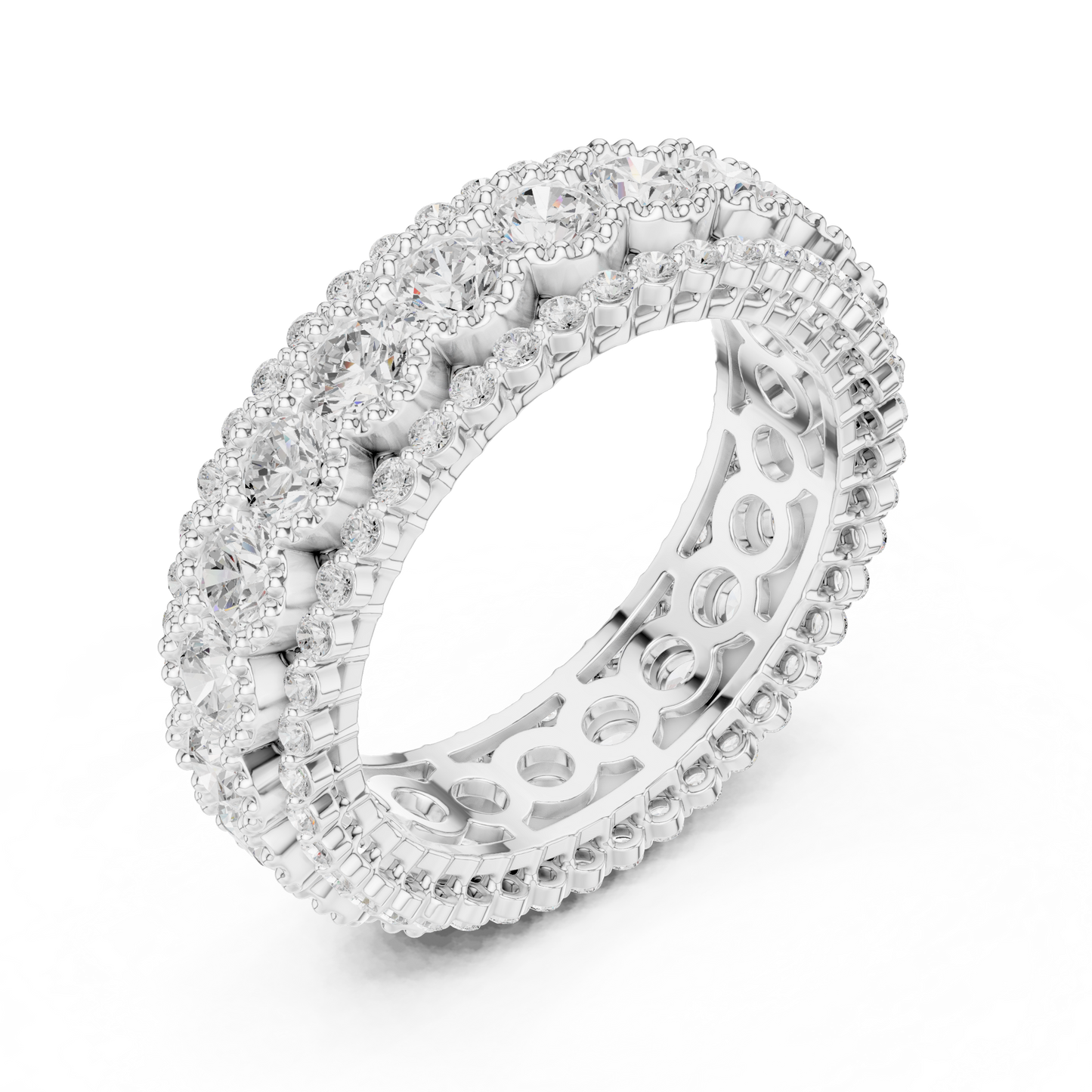 Round Cut Lab Grown Diamond Ring in White Gold