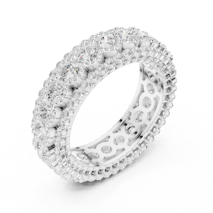 Round Cut Lab Grown Diamond Ring in Silver