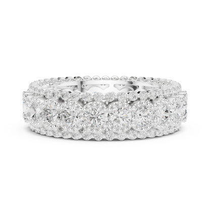 Round Cut Lab Grown Diamond Ring in White Gold