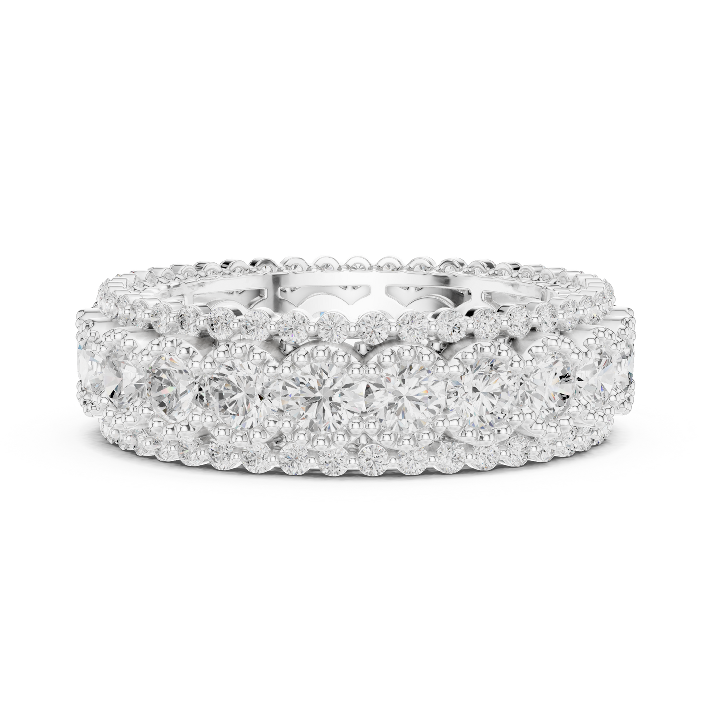 Round Cut Lab Grown Diamond Ring in Silver