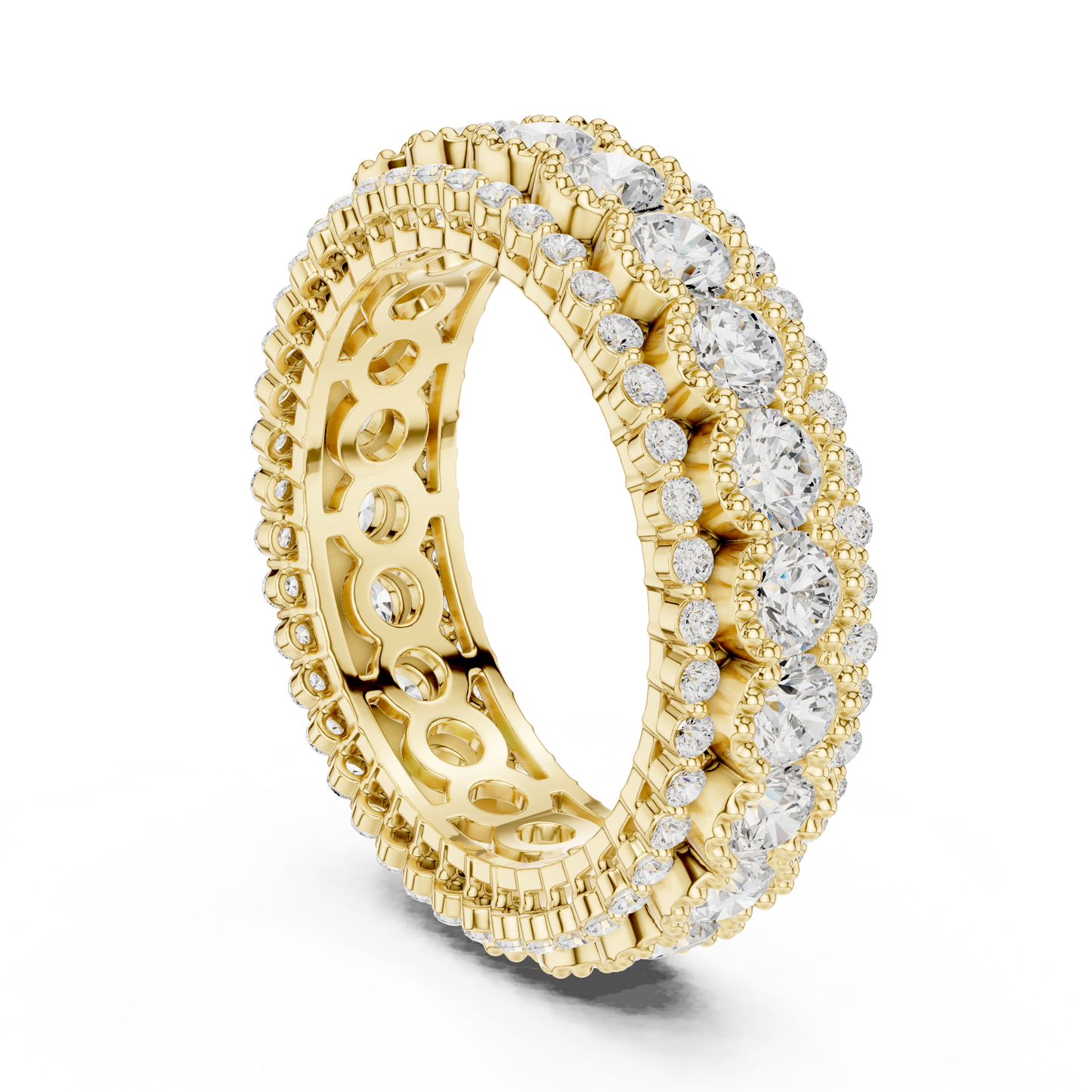 Round Cut Lab Grown Diamond Ring in Yellow Gold