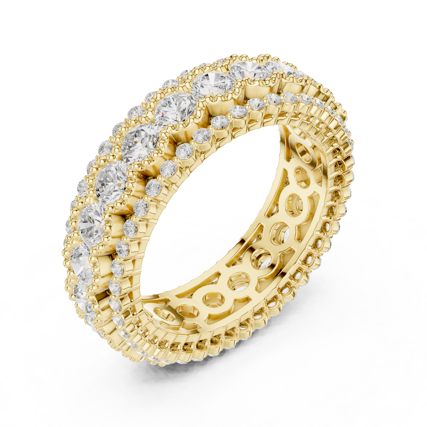 Round Cut Lab Grown Diamond Ring in Yellow Gold