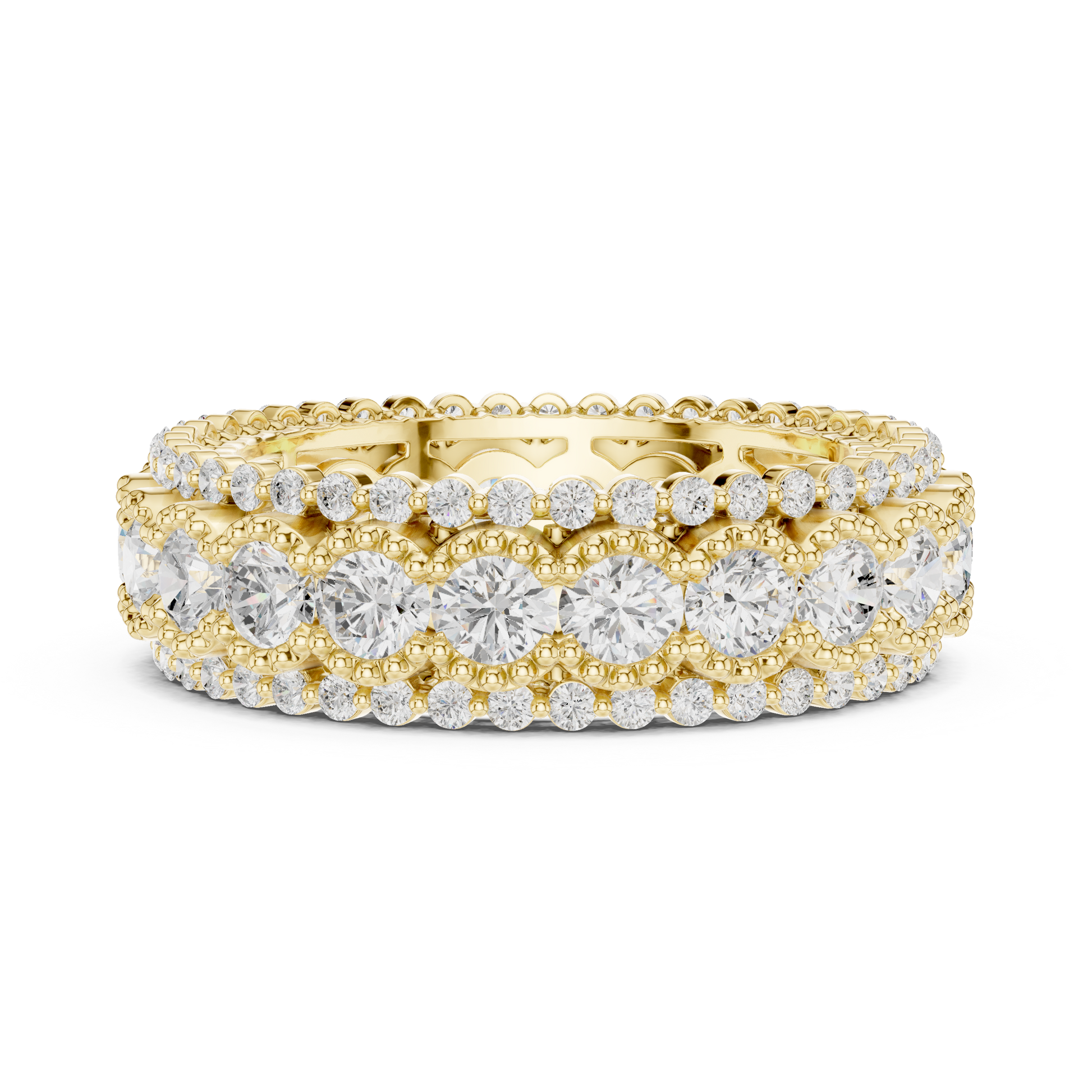 Round Cut Lab Grown Diamond Ring in Yellow Gold
