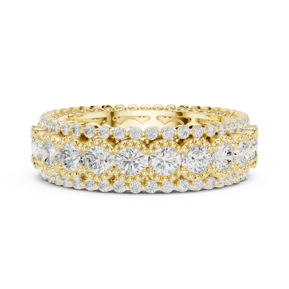 Round Cut Lab Grown Diamond Ring in Yellow Gold