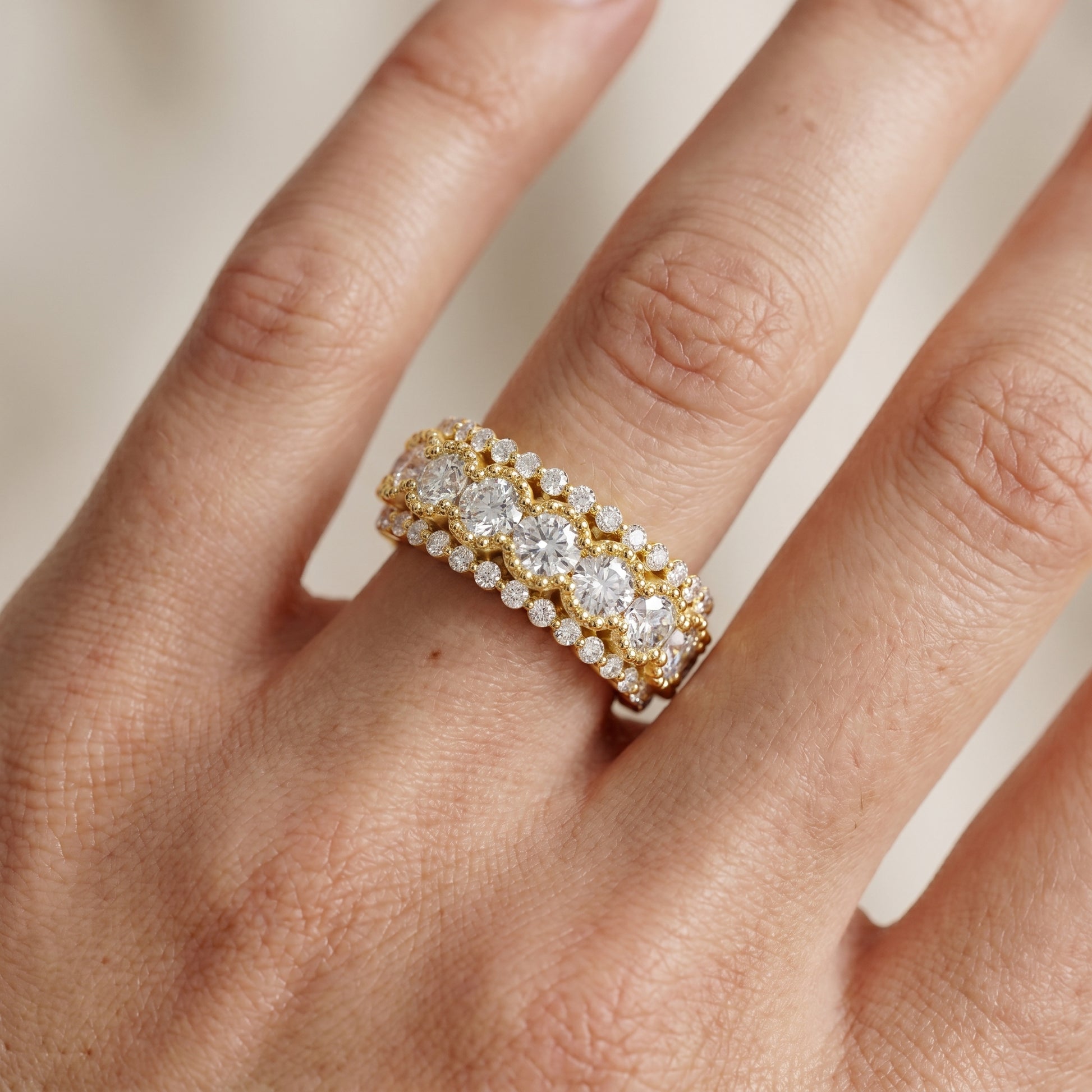Round Cut Lab Grown Diamond Ring in Yellow Gold