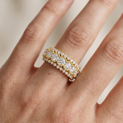 Round Cut Lab Grown Diamond Ring in Yellow Gold