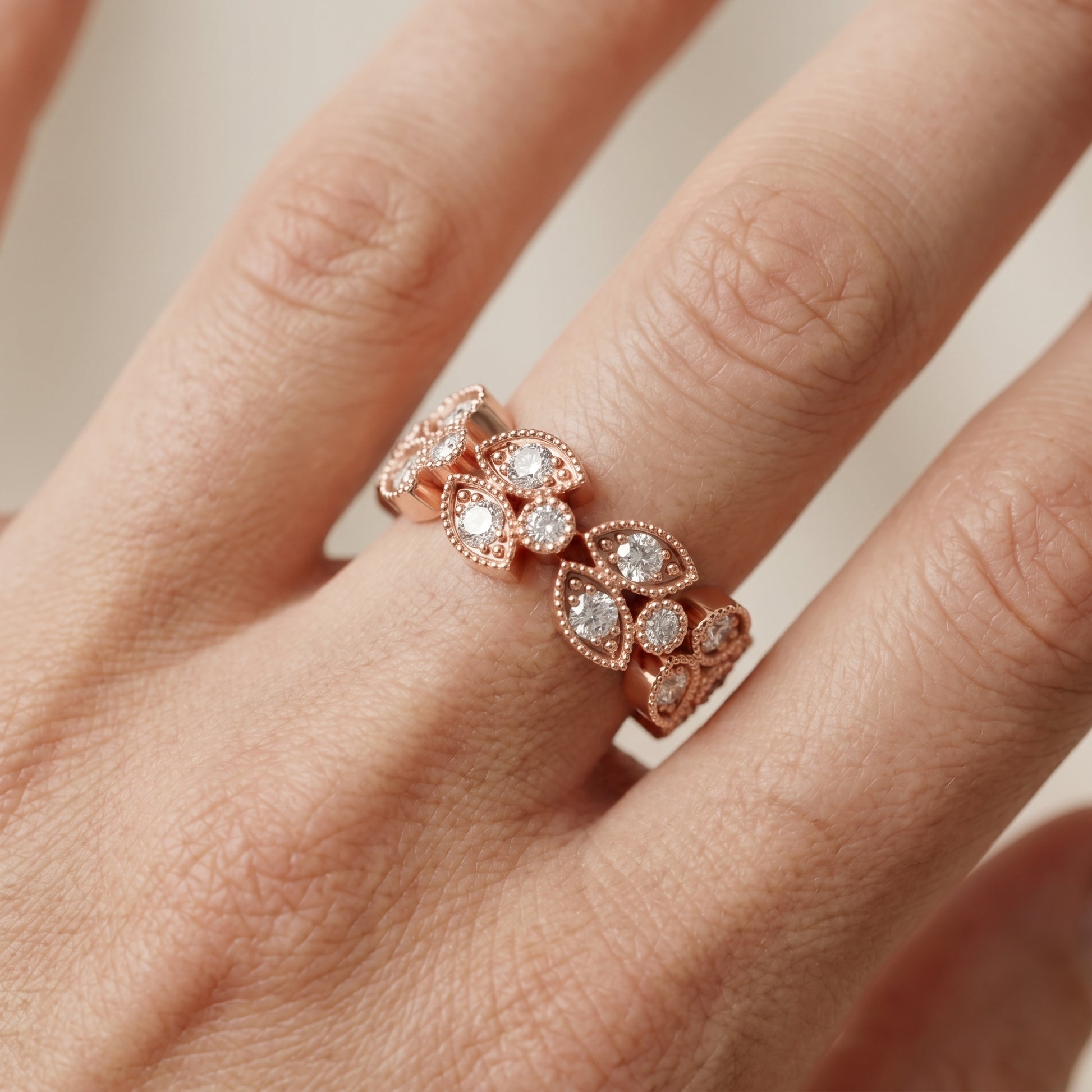 Round Cut Lab Grown Diamond Ring in Rose Gold