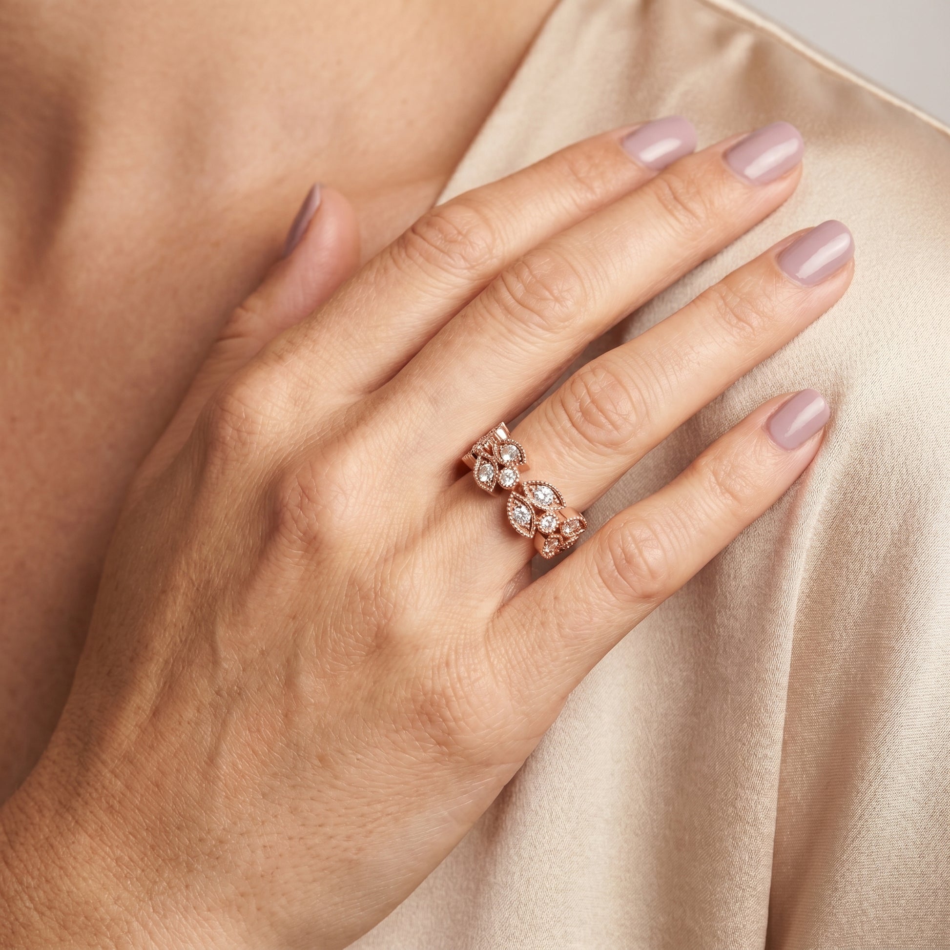 Round Cut Lab Grown Diamond Ring in Rose Gold