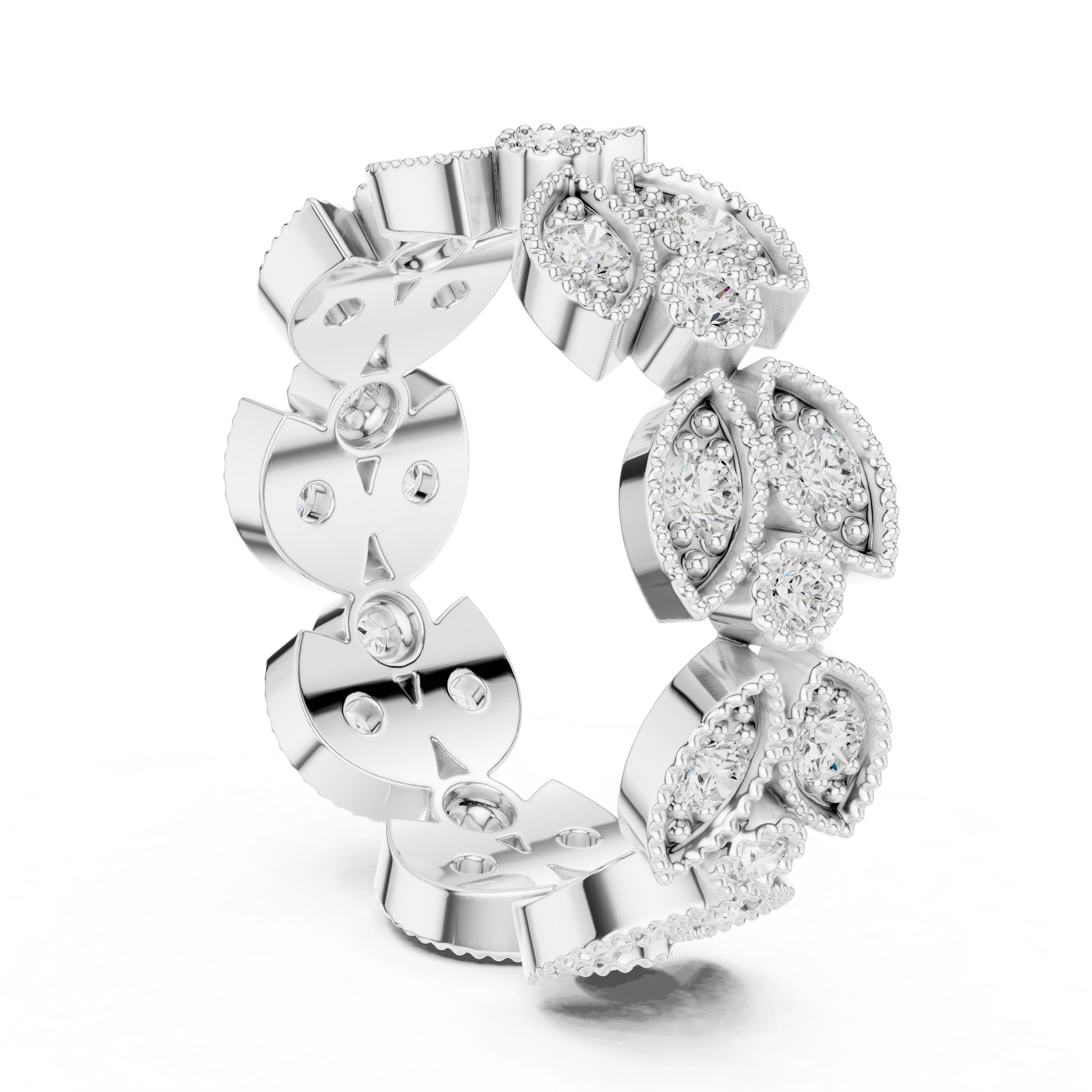 Round Cut Lab Grown Diamond Ring in White Gold