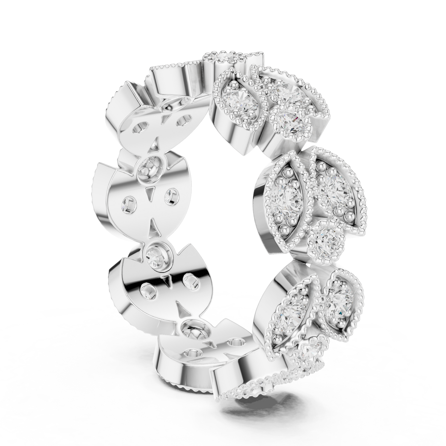Round Cut Lab Grown Diamond Ring in Silver