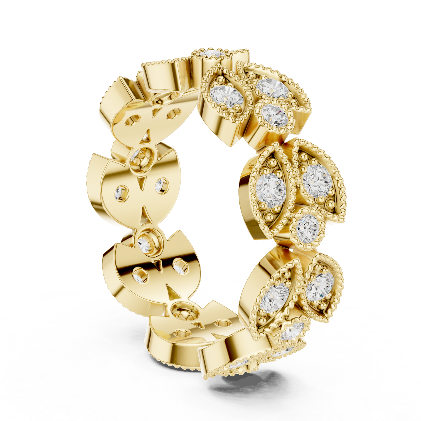 Round Cut Lab Grown Diamond Ring in Yellow Gold