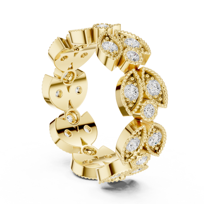 Round Cut Lab Grown Diamond Ring in Yellow Gold