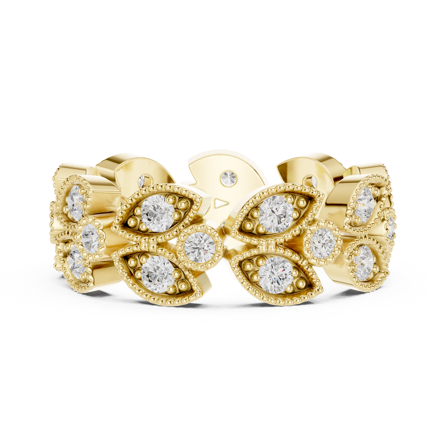 Round Cut Lab Grown Diamond Ring in Yellow Gold
