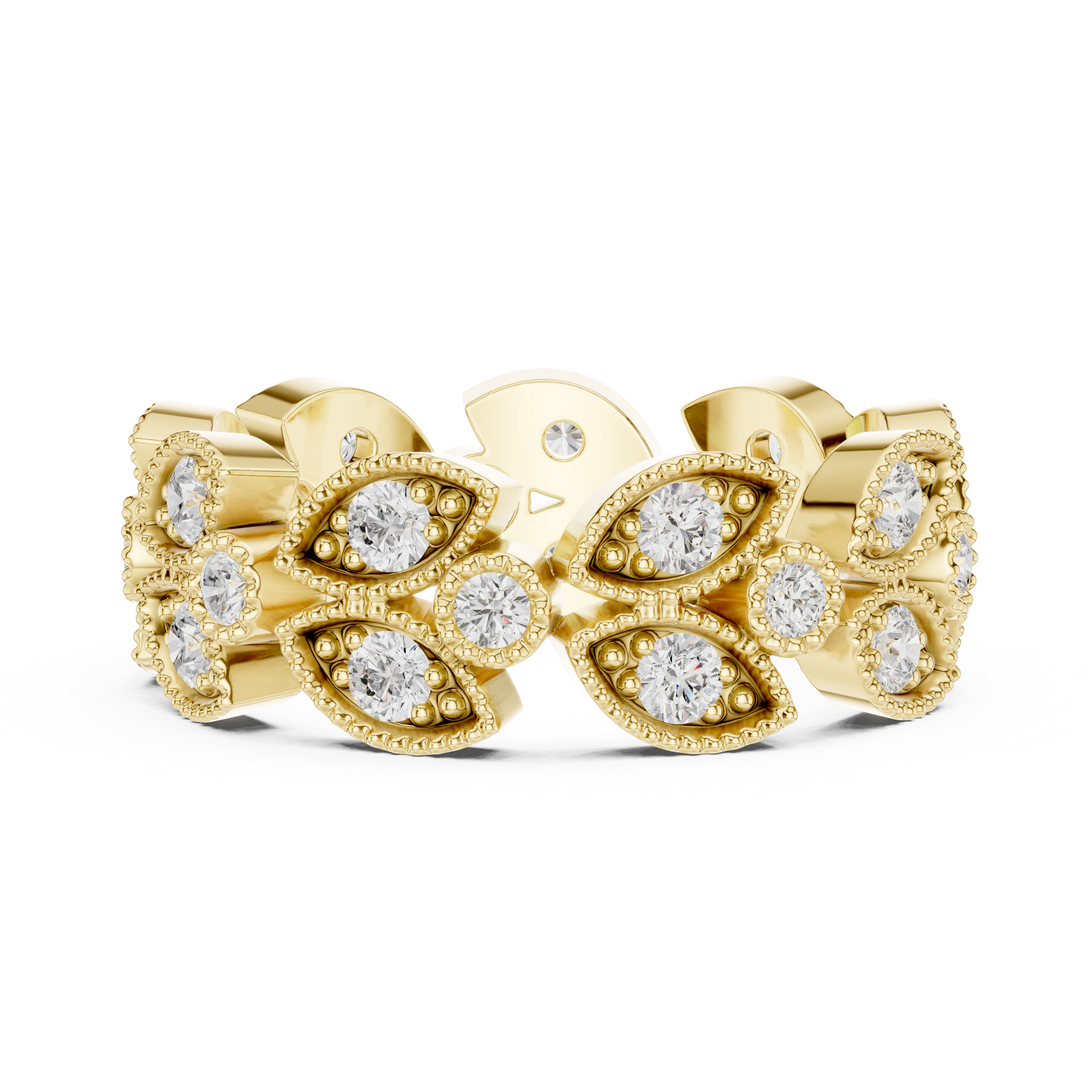Round Cut Lab Grown Diamond Ring in Yellow Gold