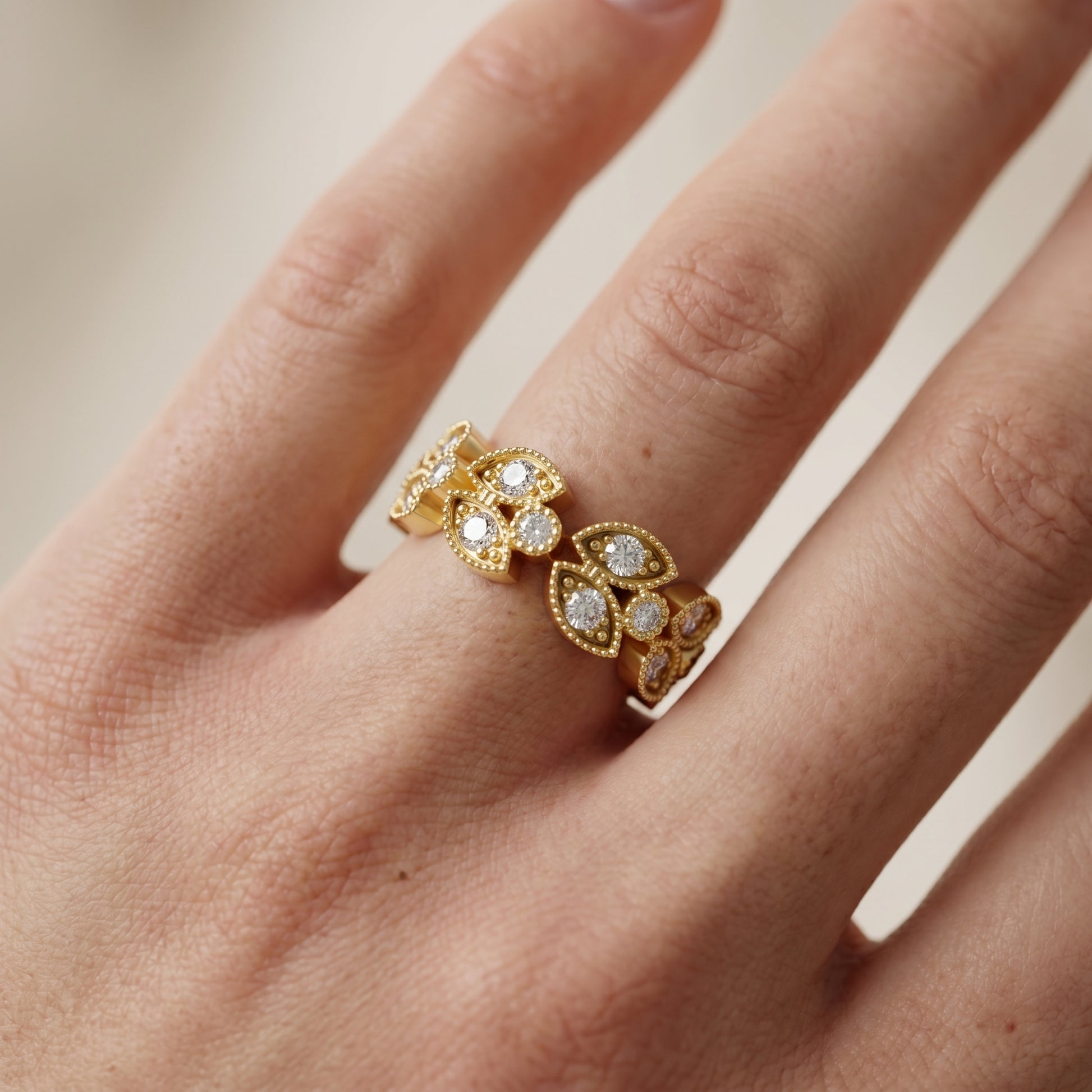 Round Cut Lab Grown Diamond Ring in Yellow Gold