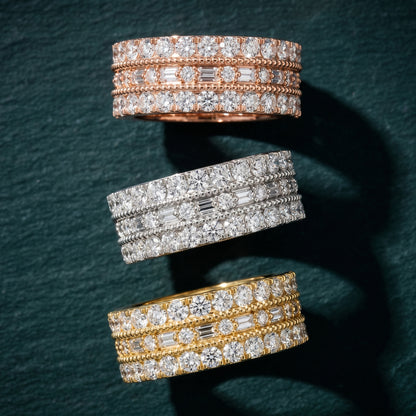 Emerald Round Cut Lab Grown Diamond Ring in Rose Gold