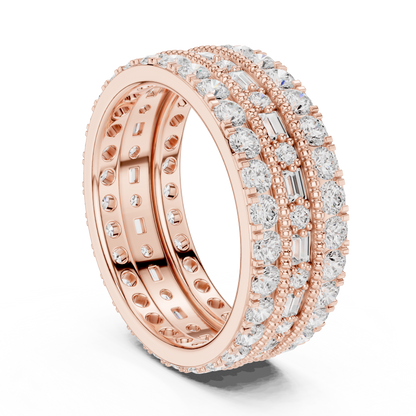 Emerald Round Cut Lab Grown Diamond Ring in Rose Gold