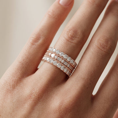 Emerald Round Cut Lab Grown Diamond Ring in Rose Gold