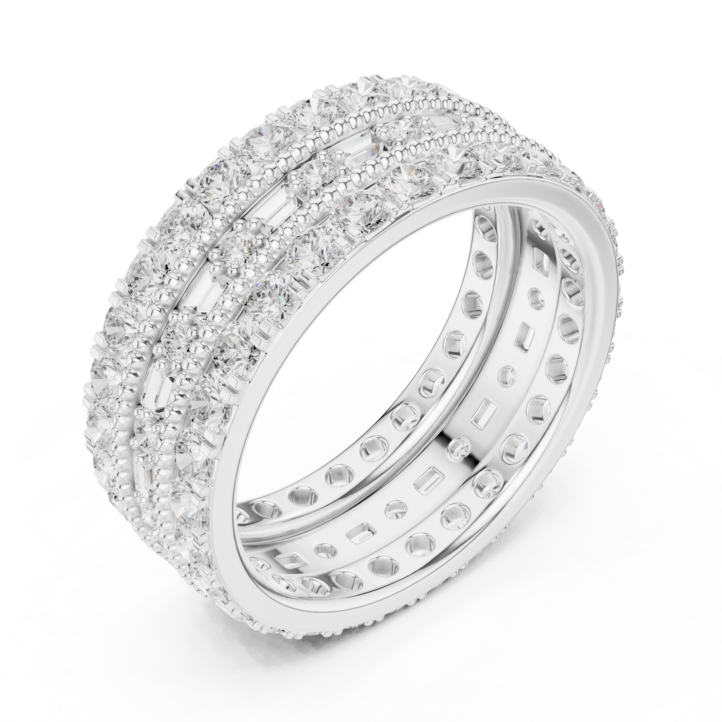 Emerald Round Cut Lab Grown Diamond Ring in Platinum