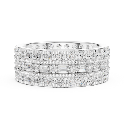 Emerald Round Cut Lab Grown Diamond Ring in Platinum