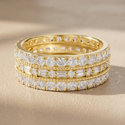 Emerald Round Cut Lab Grown Diamond Ring in Yellow Gold