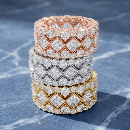 Princess Round Cut Lab Grown Diamond Ring in Rose Gold
