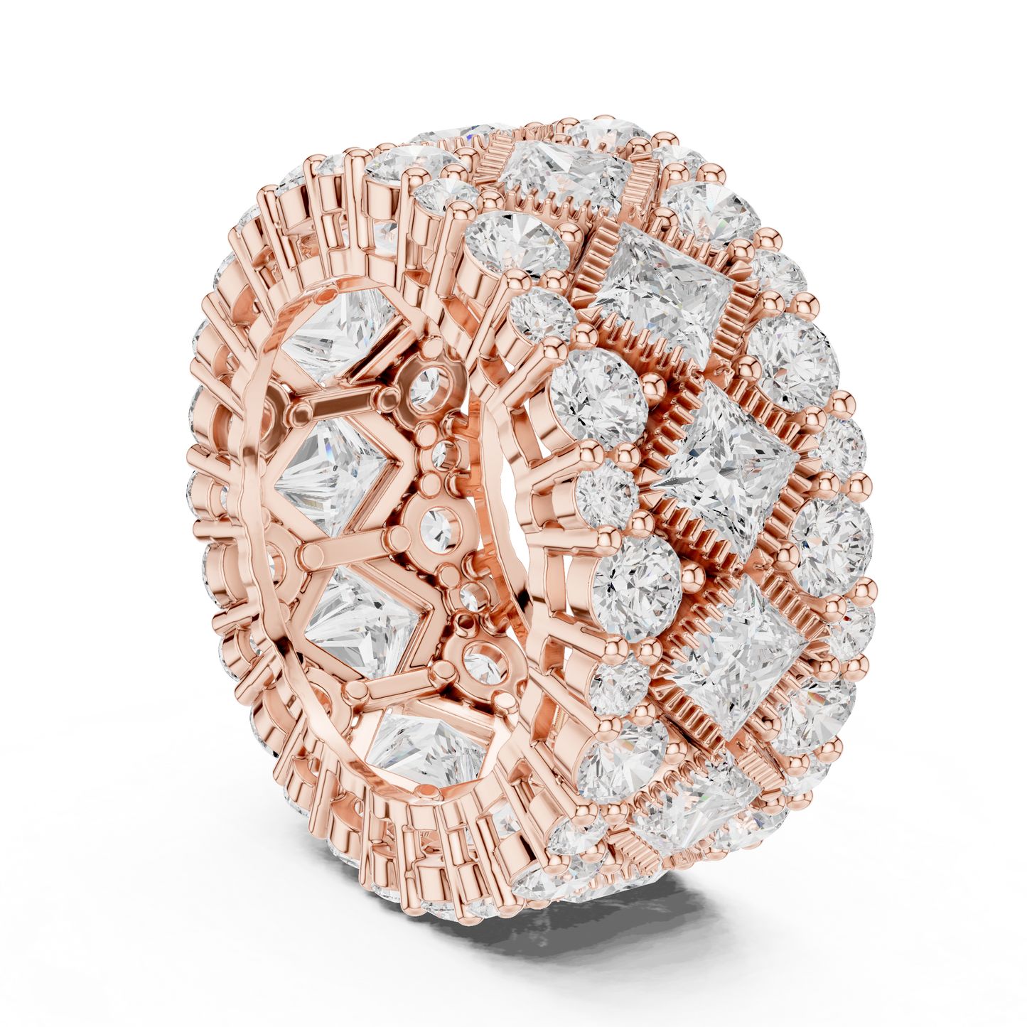 Princess Round Cut Lab Grown Diamond Ring in Rose Gold
